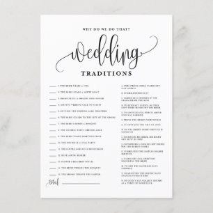 Black Script Wedding Traditions Vrijgezellenfeest  Informatiekaartje