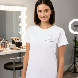 Black Script-werknemersnaam Business Logo Make-up T-shirt