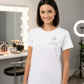Black Script-werknemersnaam Business Logo Make-up T-shirt