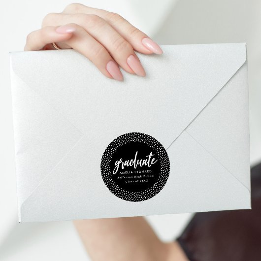 Black | Scripted Graduation Ronde Sticker