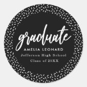Black | Scripted Graduation Ronde Sticker (Voorkant)