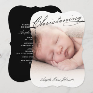 Black Scripting Christening Cross Foto Religieuze Kaart