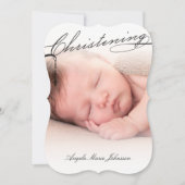 Black Scripting Christening Cross Foto Religieuze Kaart (Voorkant)