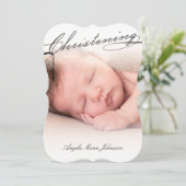 Black Scripting Christening Cross Foto Religieuze Kaart (Staand voorkant)