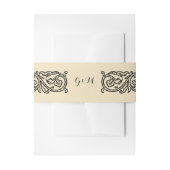 Black Scroll Monogrammed Elegant Invitation Uitnodigingen Wikkel (Voorkant Voorbeeld)