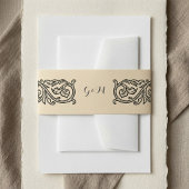 Black Scroll Monogrammed Elegant Invitation Uitnodigingen Wikkel