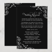  Black Scrolls Wedding Rehearsal and Dinner Kaart (Voorkant / Achterkant)