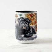 Black Seal Bulldog Christmas Coffee Mok Cup (Midden)