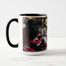Black Seal Bulldog Christmas Coffee Mok Cup