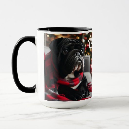 Black Seal Bulldog Christmas Coffee Mok Cup (Links)