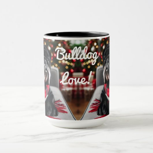 Black Seal Bulldog Christmas Coffee Mok Cup (Midden)