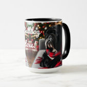 Black Seal Bulldog Christmas Coffee Mok Cup (Voorkant rechts)