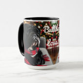 Black Seal Bulldog Christmas Coffee Mok Cup (Voorkant links)