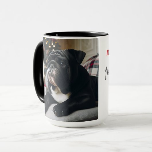Black Seal Bulldog Christmas Mok Cup (Voorkant links)