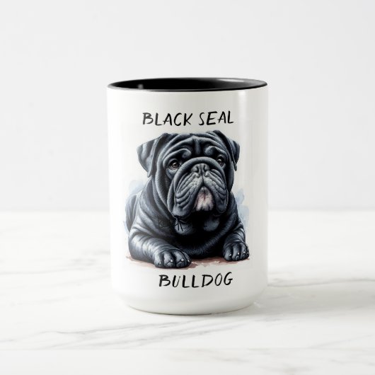 Black Seal Bulldog Coffee Mok Cup (Midden)