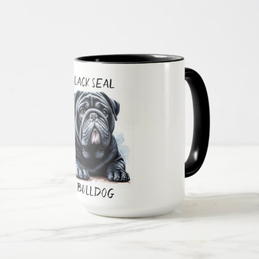 Black Seal Bulldog Coffee Mok Cup (Voorkant rechts)