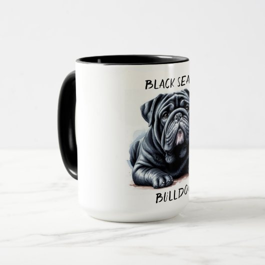 Black Seal Bulldog Coffee Mok Cup (Voorkant links)