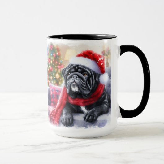Black Seal Bulldog Kerstsjaal Koffie Mok Cup (Rechts)