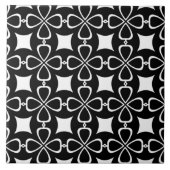 Black Seamless Ornamental Floral Pattern Tegeltje (Voorkant)