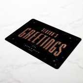 Black Season's Greetings Retro Stars Flat Folie Feestdagenkaart (Gedraaid)