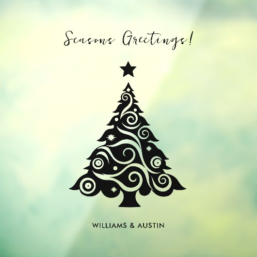 Black Seasons Groeten Kerstboom Business Raamsticker (Vel 3)