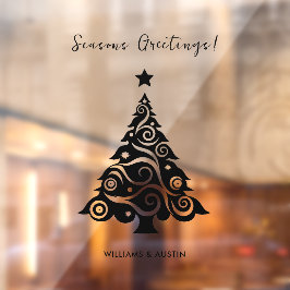 Black Seasons Groeten Kerstboom Business Raamsticker