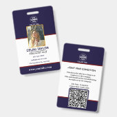 Black Security ID-badge met foto- en QR-code Badge (Voor- en achterkant)