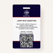 Black Security ID-badge met foto- en QR-code Badge (Achterkant)