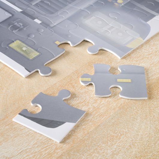 Black Semi Truck met lampjes aan voorzijde Uitzich Legpuzzel (Zijkant)