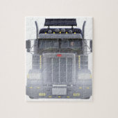 Black Semi Truck met lampjes aan voorzijde Uitzich Legpuzzel (Verticaal)