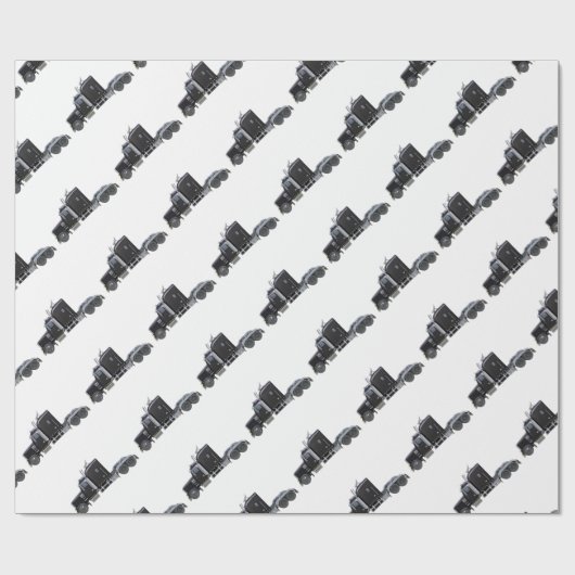 Black Semi Truck met volledige verlichting in Uitz Cadeaupapier (Vlak)