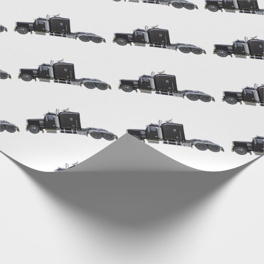 Black Semi Truck met volledige verlichting in Uitz Cadeaupapier (Hoek)