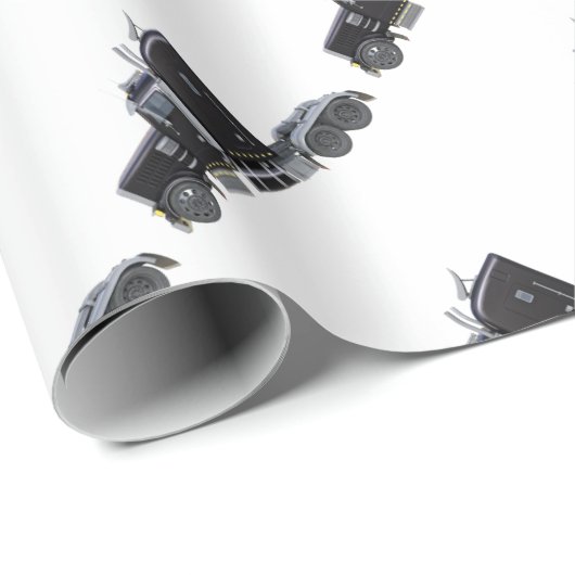 Black Semi Truck met volledige verlichting in Uitz Cadeaupapier (Rol Hoek)