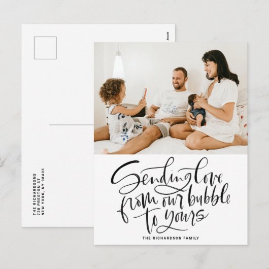 Black Sending Love van Our Bubble to Yours Photo Feestdagenkaart (Voorkant / Achterkant)