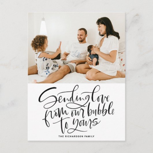 Black Sending Love van Our Bubble to Yours Photo Feestdagenkaart (Voorkant)