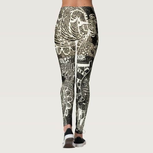 Black Sepia Abstract Leggings (Achterkant)