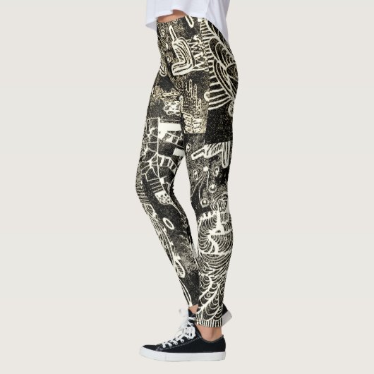 Black Sepia Abstract Leggings (Links)
