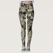 Black Sepia Abstract Leggings (Voorkant)