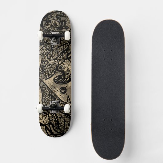 Black Sepia Abstract Skateboard (Voorkant)