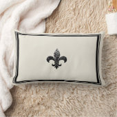 Black Sequed Fleur De Lis Design Kussen (Deken)