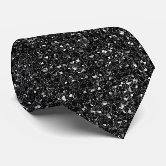 Black Sequin Effect Stropdas (Opgerold)