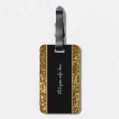 Black Sequined Fleur De Lis (grafisch) ontwerp Bagagelabel (Achterkant verticaal)