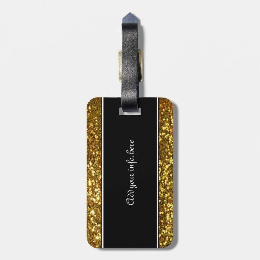 Black Sequined Fleur De Lis (grafisch) ontwerp Bagagelabel (Achterkant verticaal)