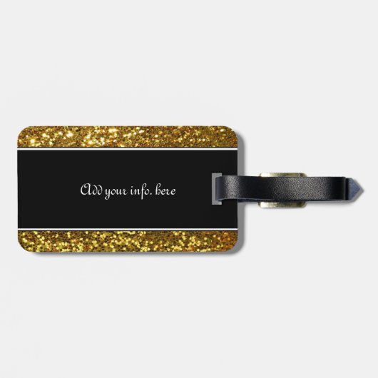 Black Sequined Fleur De Lis (grafisch) ontwerp Bagagelabel (Achterkant horizontaal)