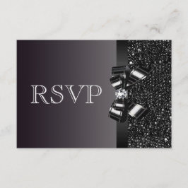 Black Sequins, Bow & Diamond RSVP Wedding