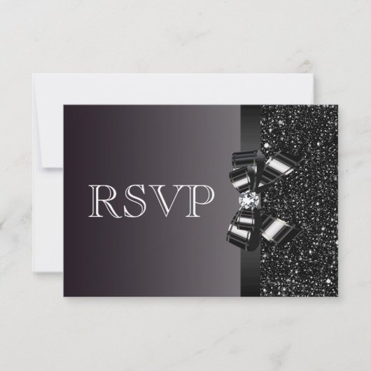 Black Sequins, Bow & Diamond RSVP Wedding (Voorkant)