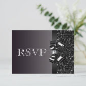 Black Sequins, Bow & Diamond RSVP Wedding (Staand voorkant)