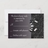 Black Sequins, Bow & Diamond RSVP Wedding (Achterkant)