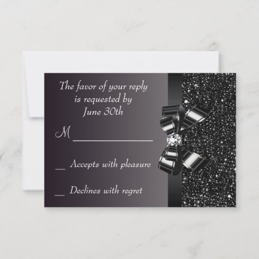 Black Sequins, Bow & Diamond RSVP Wedding (Achterkant)