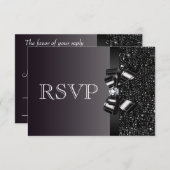 Black Sequins, Bow & Diamond RSVP Wedding (Voorkant / Achterkant)